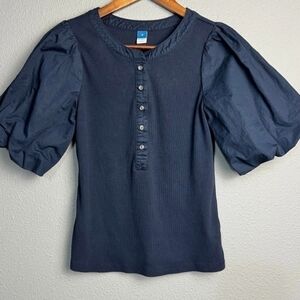 Old Navy Navy Blue Puff Sleeve Blouse